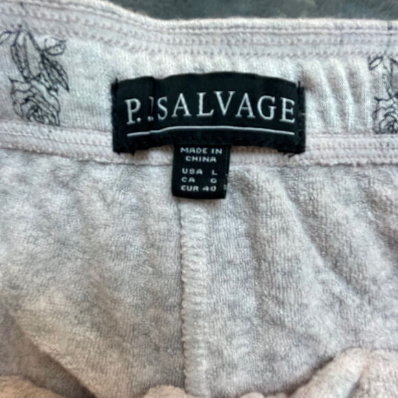 PJ Salvage Shorts Womens Large Pale Pink Black Roses Drawstring Comfy Lounge - Picture 3 of 6